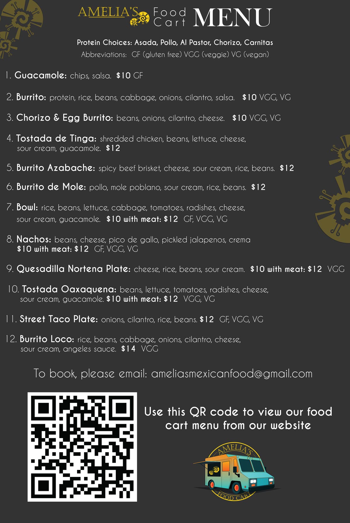 image of menu for Amelia's Mexican Food